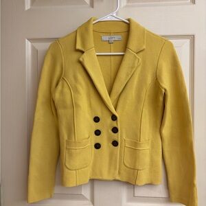 Ann Taylor LOFT Women's Yellow Blazer Jacket Size SP Small Petite